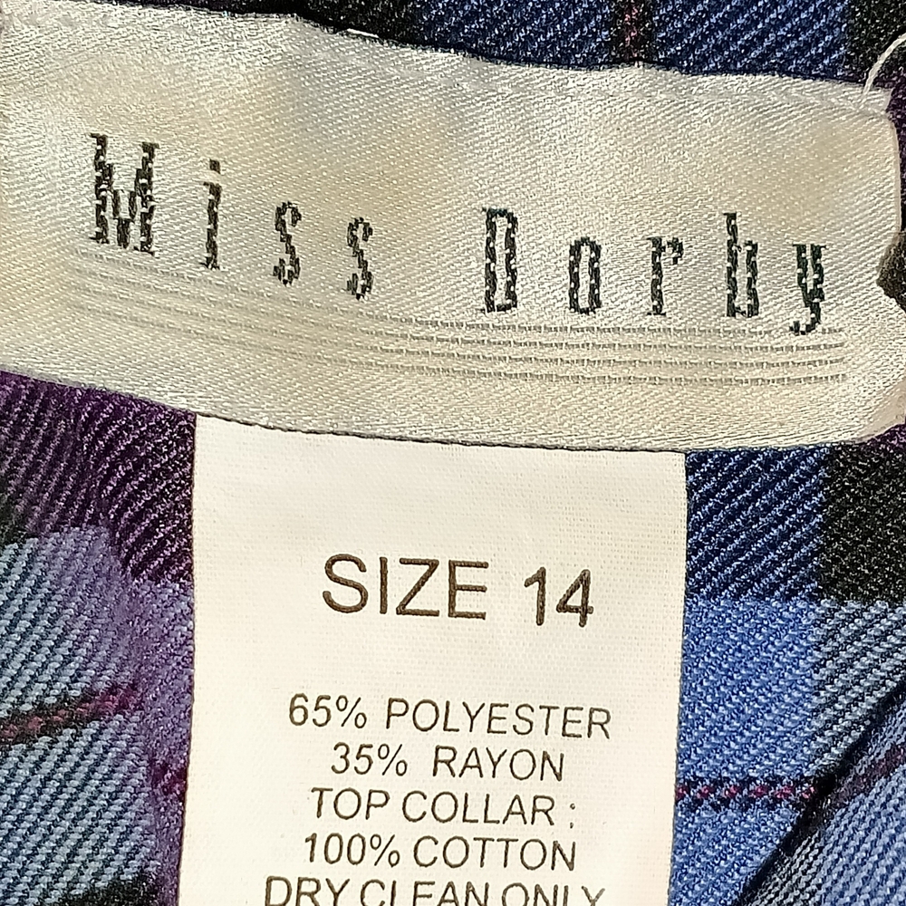 Vibrant Purple and Blue Plaid Dress - Picture 5 of 5
